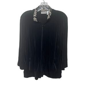 Chico’s Travelers Black Zip Jacket Size 2 XL Lightweight Stretch Travel
